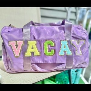 Nylon duffle bag letter patch stoney clover travel bag for women